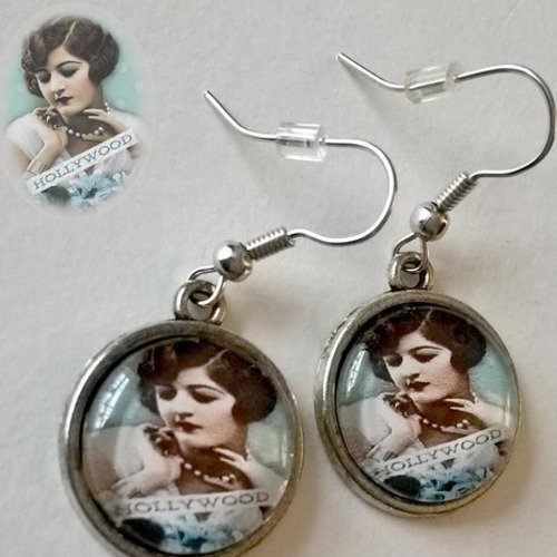Boucles d'oreille cabochons "hollywood"