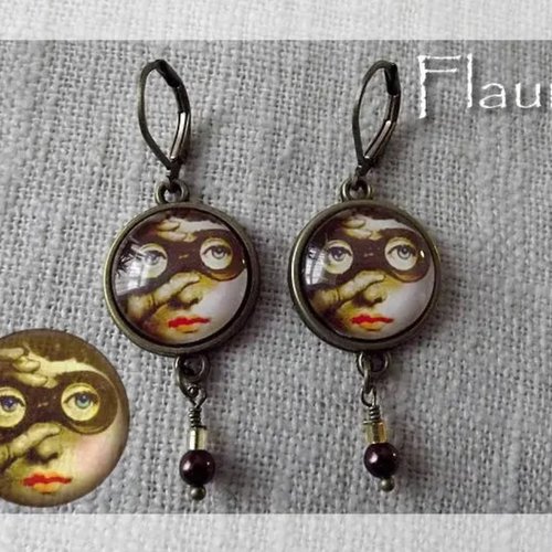 Boucles d'oreille cabochons "par le petit trou de la lunette i"