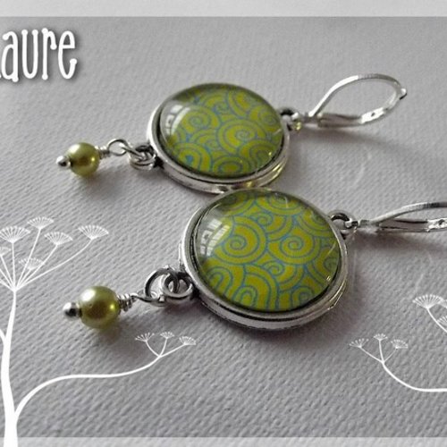 Boucles d'oreille cabochons "vagues"