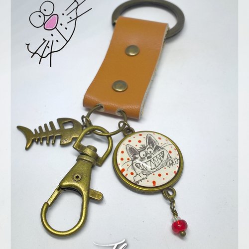 Porte-clefs cabochon "chatozorus à grandes dents"