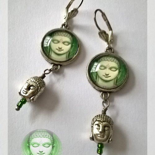 Boucles d'oreilles "bouddha vert"