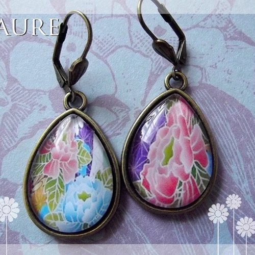 Boucles d'oreille gouttes "bouquet de fleurs"