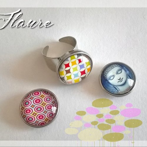 Bague cabochons interchangeables "méli mélo"