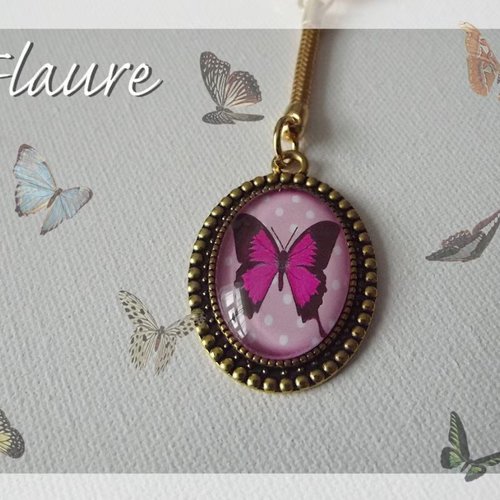 Porte-clef cabochon ''papillon"