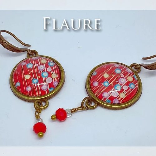 Boucles d'oreille bronze et cabochons "jour de fête"
