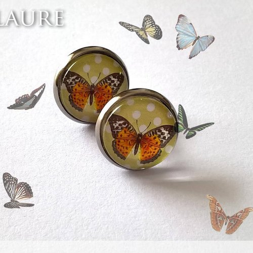 Boucles d'oreille puces "papillon"