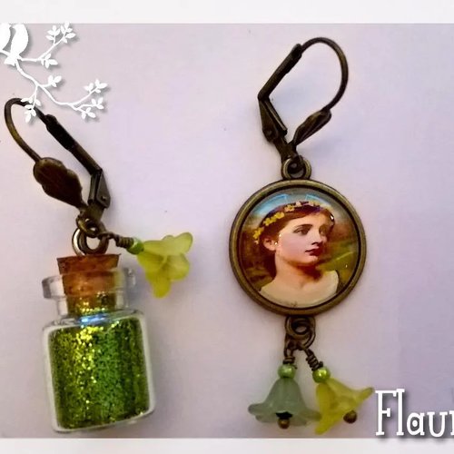 Boucles d'oreille cabochon "dame nature"