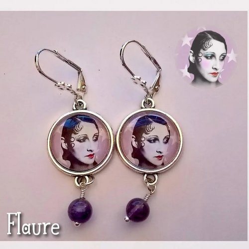 Boucles d'oreille cabochons "funambule"