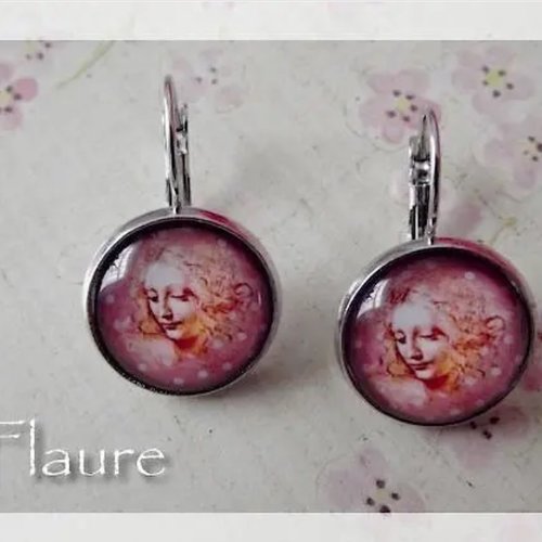 Boucles d'oreille cabochon "léonard de vinci"