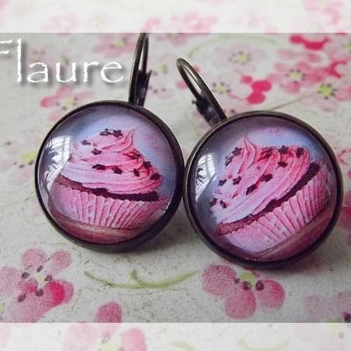 Boucles d'oreille cabochons "cupcake"