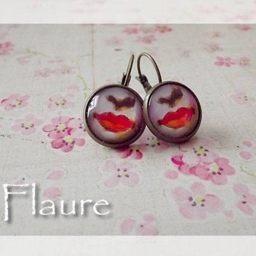 Boucles d'oreille cabochons "bon baiser de ..."