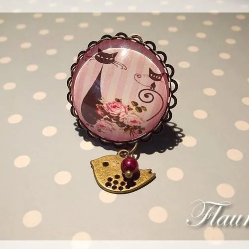 Bague chat et chaton - jardin de roses