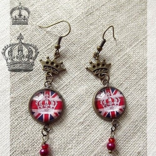 Boucles d'oreille cabochons "royal"