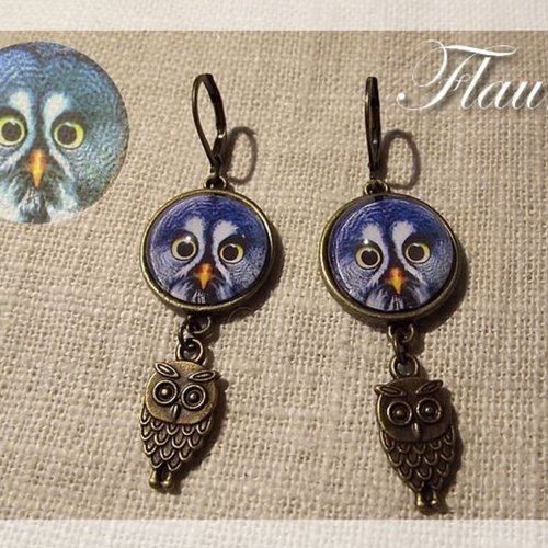 Boucles d'oreille cabochons "c'est chouette"