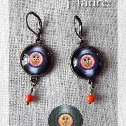 Boucles d'oreille cabochons "vinyl love song"