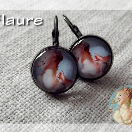 Boucles d'oreille dormeuses cabochons "renaissance"