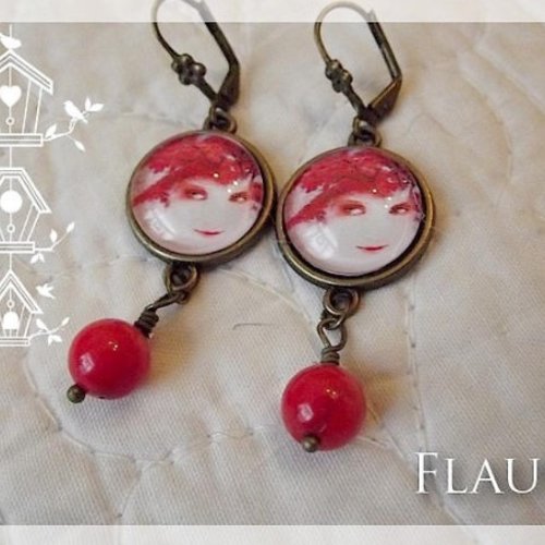 Boucles d'oreille cabochons "la fée rousse"