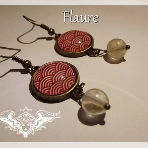Boucles d'oreille cabochons "grandes écailles japon"