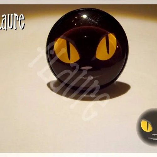 Bague ronde en métal noir "le chat noir"