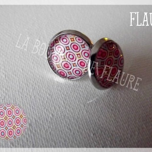 Boucles d'oreille puces cabochons de verre "peps"