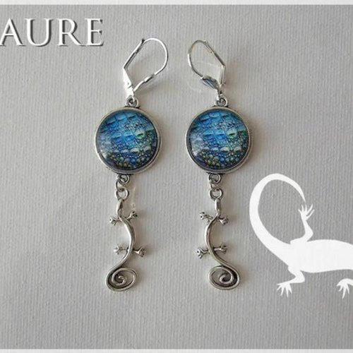 Boucles d'oreille argentées "lézard"
