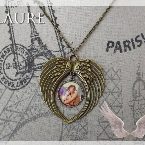 Collier grand pendentif "anges"