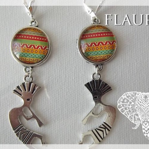 Boucles d'oreille argentées "ethnique"