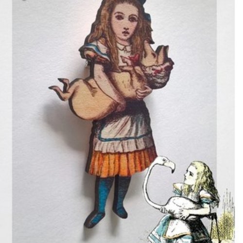 Broche en bois "alice"