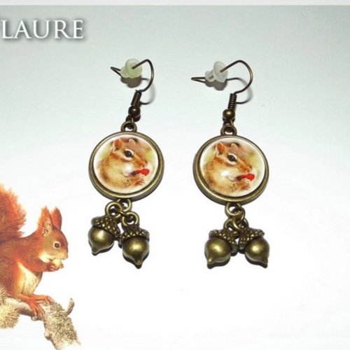 Boucles d'oreille cabochons "écureuil"