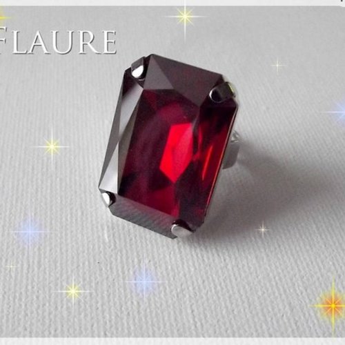 Grande bague cabochon cristal swarovski "red magma"
