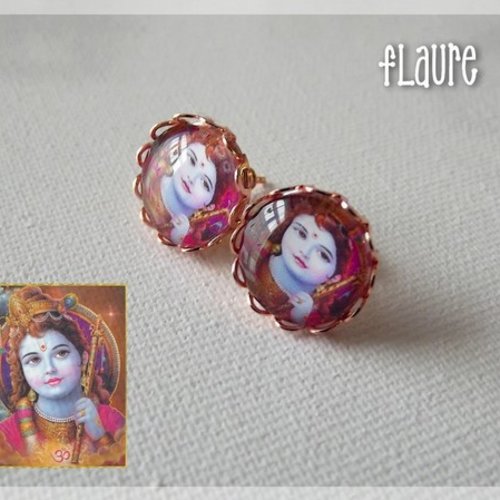 Boucles d'oreille puces "krishna"