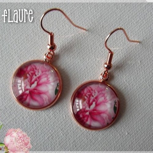 Boucles d'oreille cabochons "pivoines"