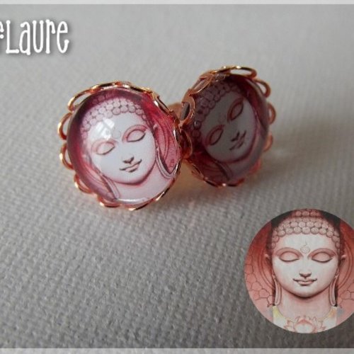 Boucles d'oreille puces "bouddha rouge"