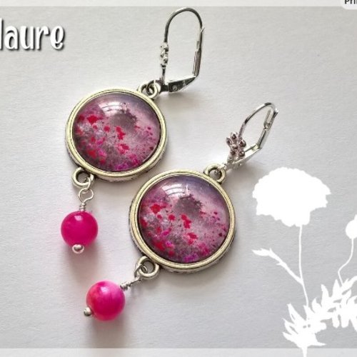 Boucles d'oreille cabochons "coquelicots des champs"