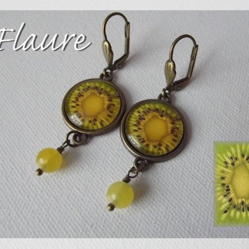 Boucles d'oreille cabochons "kiwi"