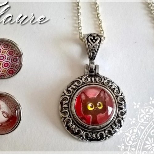 Collier pendentif cabochons interchangeables "méli mélo"
