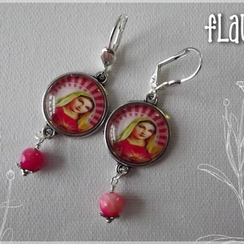 Boucles d'oreille cabochons ''marie"