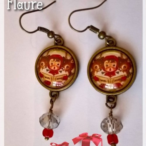 Boucles d'oreille cabochons "chant de noel"