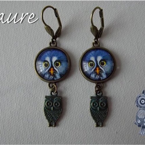 Boucles d'oreille cabochons "chouette"