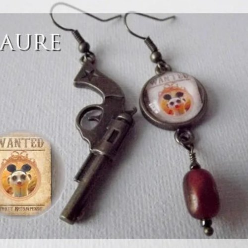 Boucles d'oreille cabochon "wanted suricat"