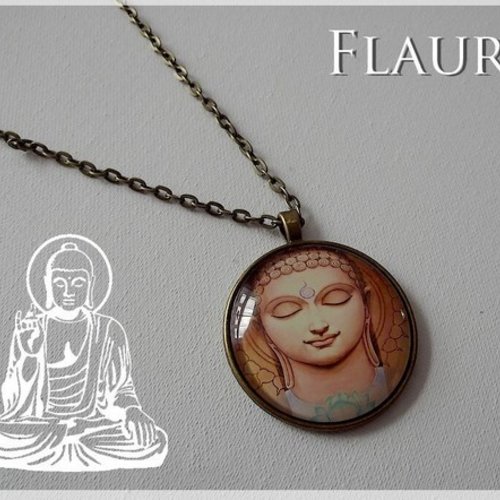 Collier grand pendentif "bouddha" ocre