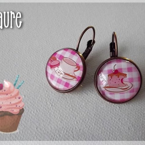 Boucles d'oreille dormeuses "l'heure du thé"