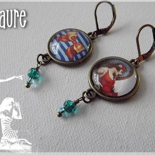 Boucles d'oreille cabochons "la baigneuse"