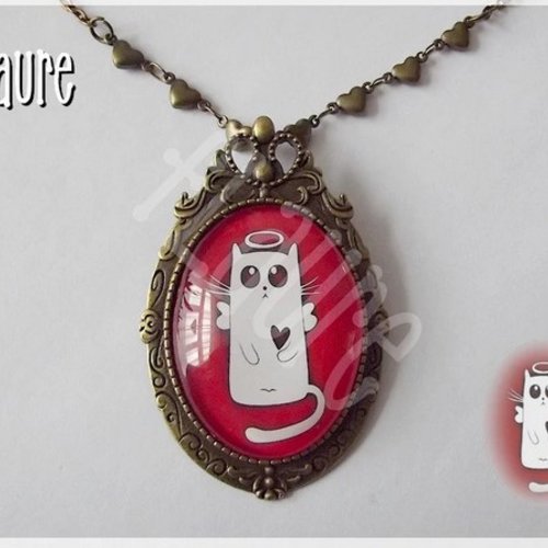 Broche/collier "le chat ange"