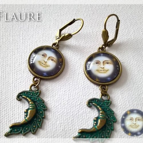 Boucles d'oreille cabochons "lune"