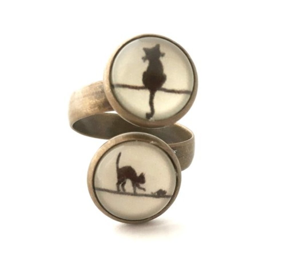 Bague Chat Noir Sur Le Fil Kawaii Cat Joueur Vintage Laiton Double Rond Cabochon 12mm Un Grand Marche Bague Chat Noir Sur Le Fil Kawaii Cat Joueur Vintage Laiton Double Rond Cabochon 12mm Un Grand Marche