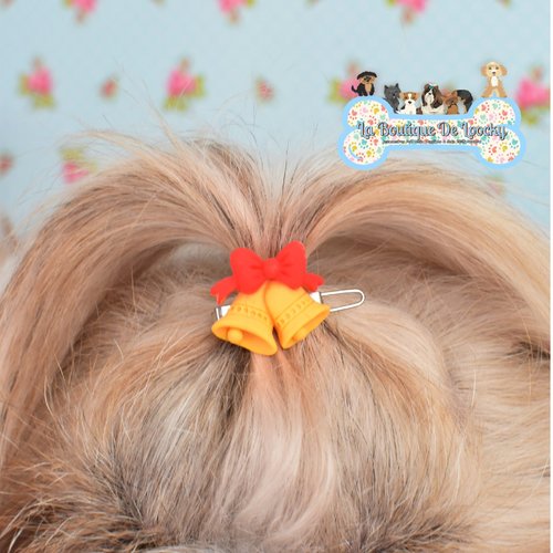 Barrette clochette noël pour chien a poil long