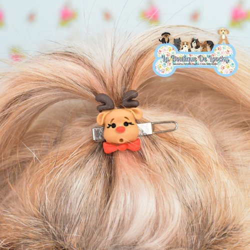 Barrette cerf noël pour chien a poil long