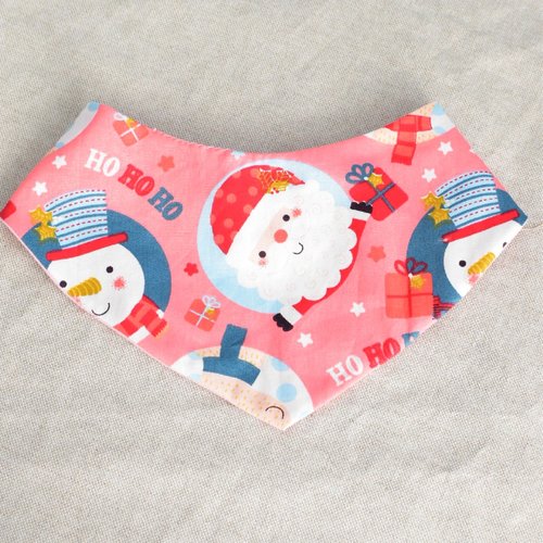 Bandana rose motif noël pour chien & chat avec noeud assorti