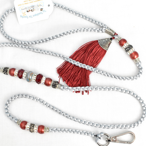 Chic laisse pour chien cordon gris et perles scintillants / laisse exposition canin